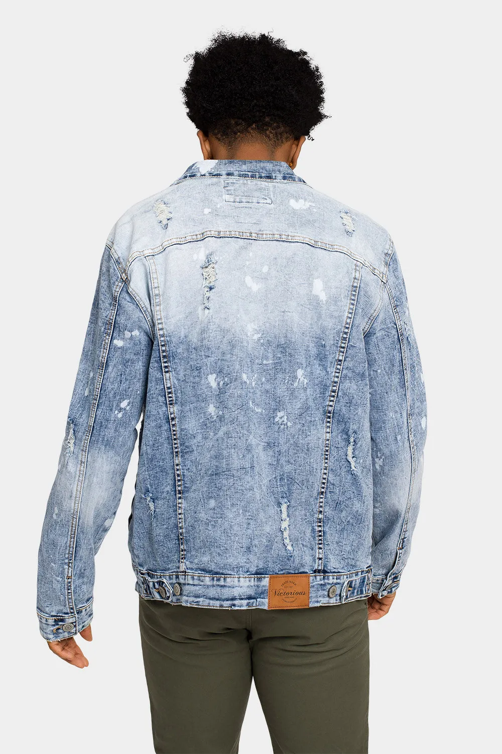 Acid Bleached Distressed Denim Jacket