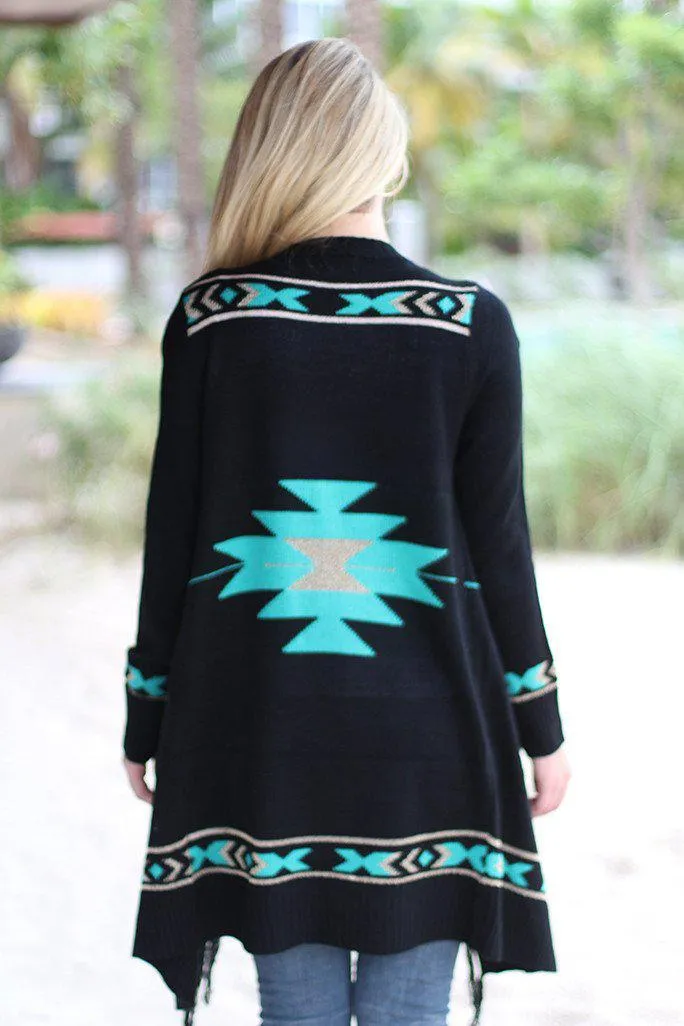 Black and Mint Knit Cardigan