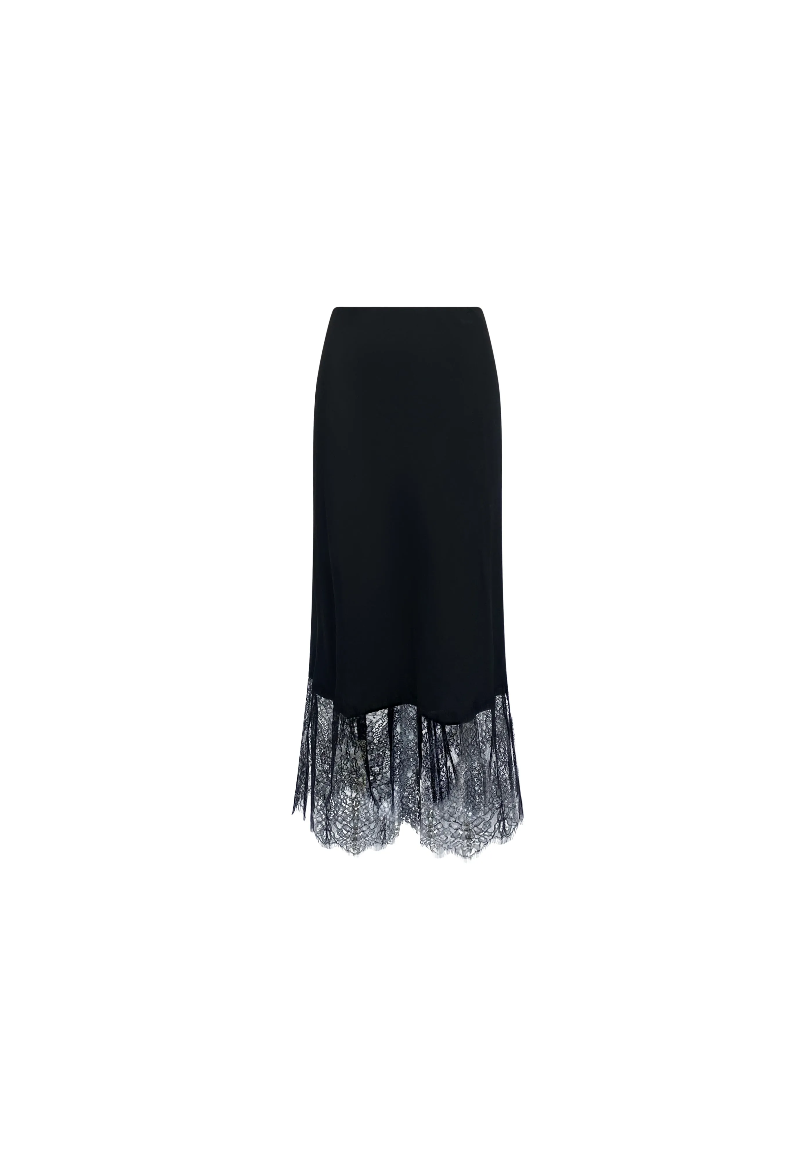 Black Crepe Lace Trim Skirt