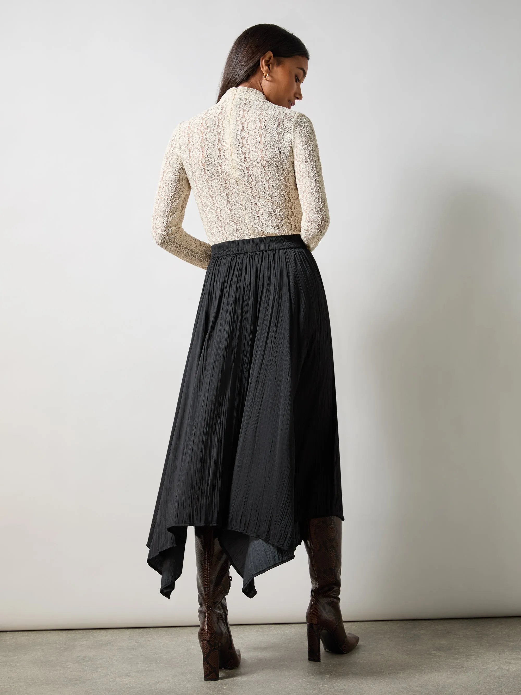 Black Plisse Full Skirt