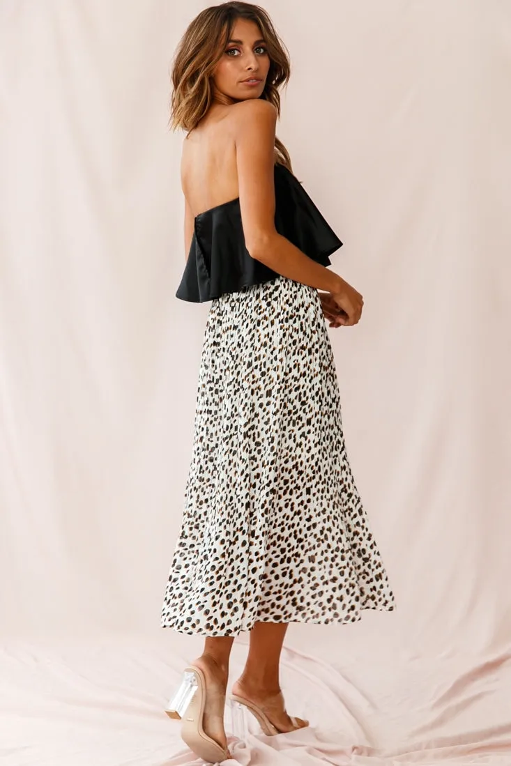 Caroline Accordion Pleat Midi Skirt Animal Print White