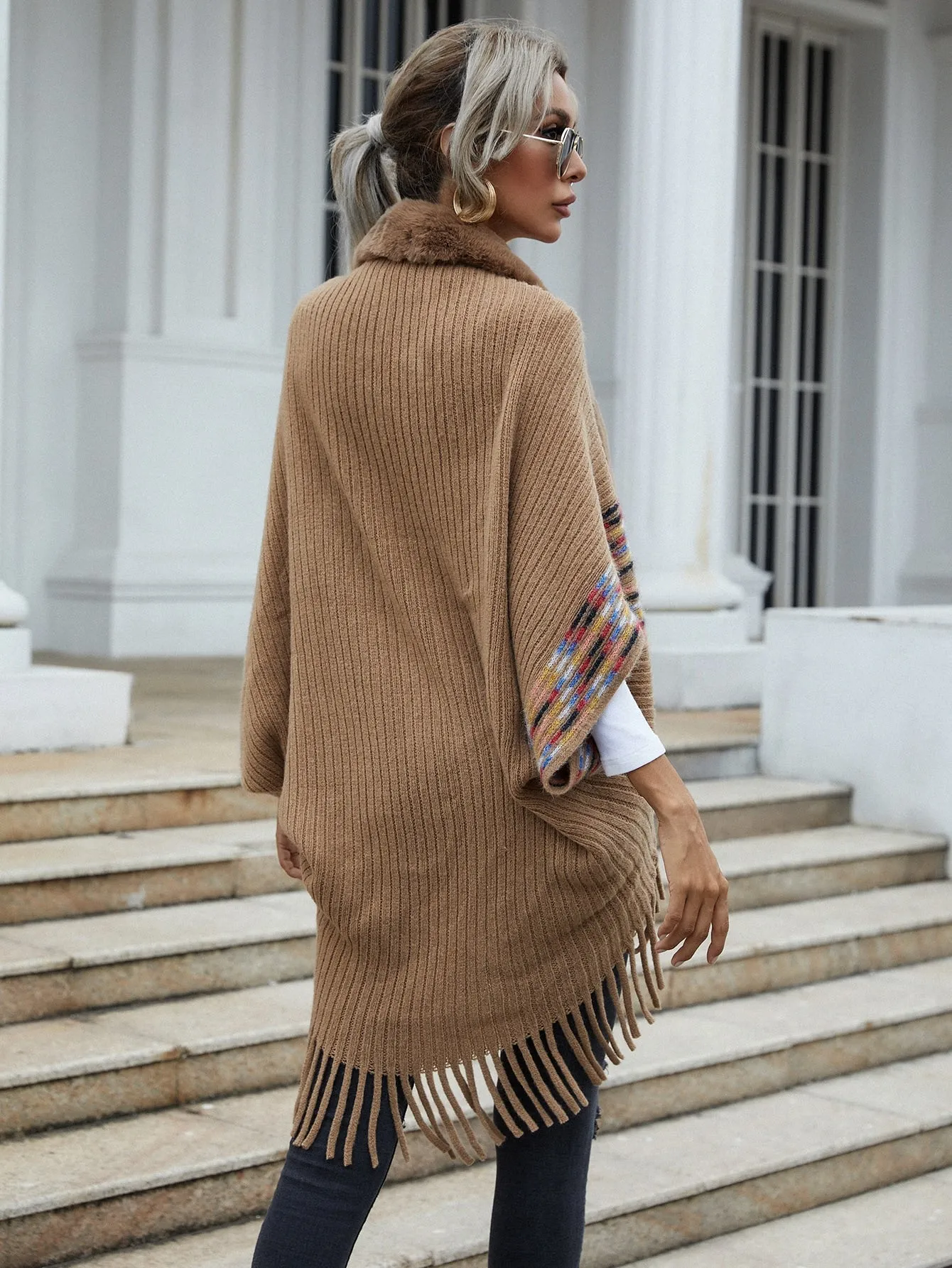 Casual Plain Fringe Long Sleeve Crop Women Cardigan