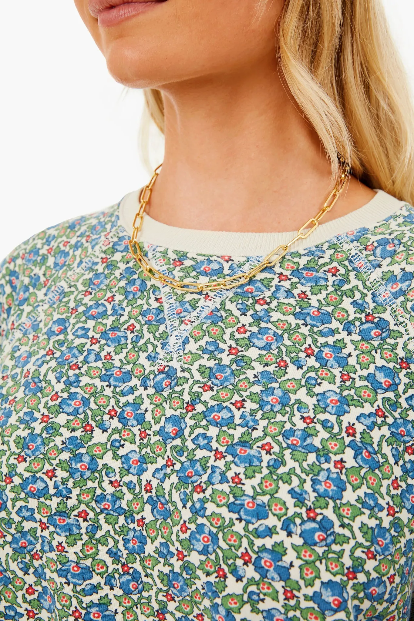 Cream Field Floral Slouch Sweatshirt