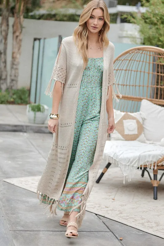 DAVI & DANI Long Summer Cardigan with Fringe