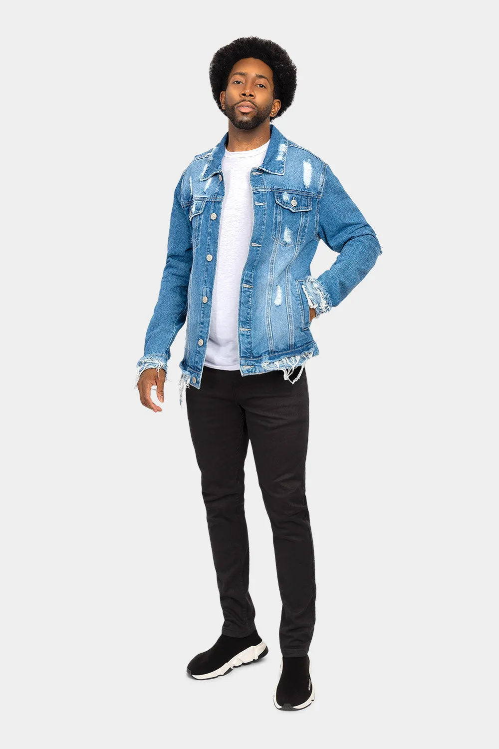 Distressed Just Ride Denim Jacket