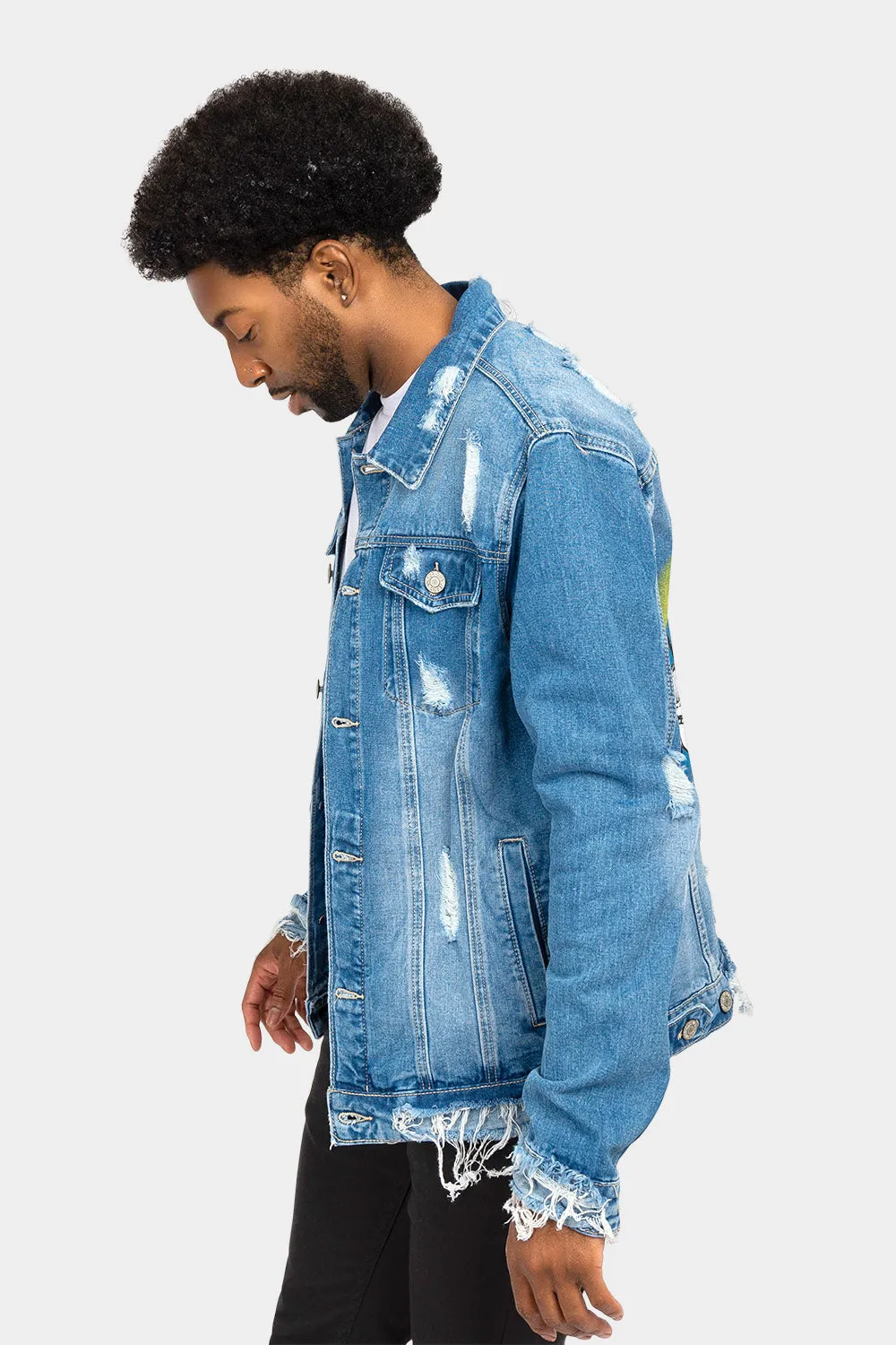 Distressed Just Ride Denim Jacket