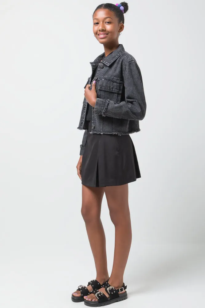 Frayed Edges Denim Jacket Black