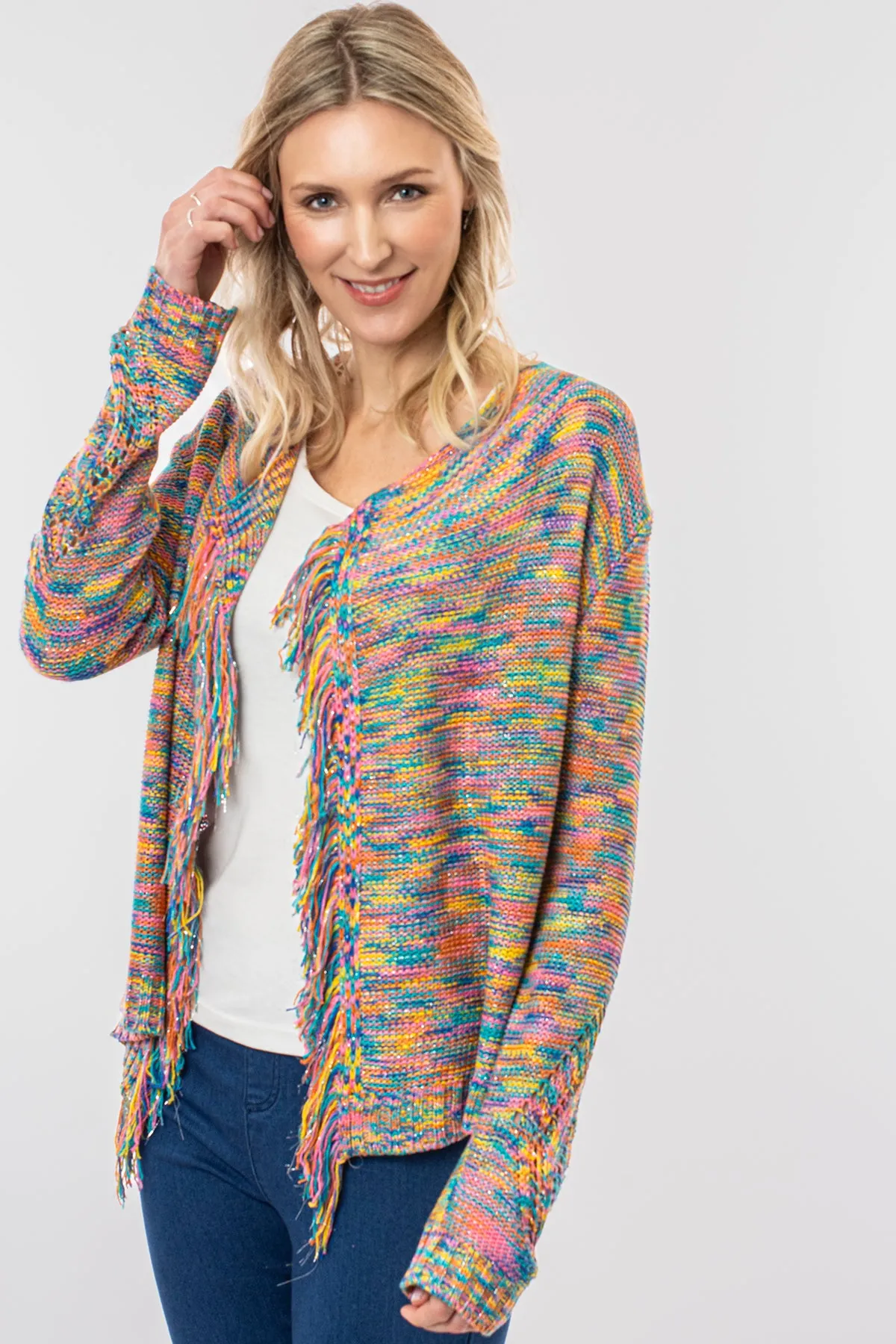 Fringe multicolour cardigan