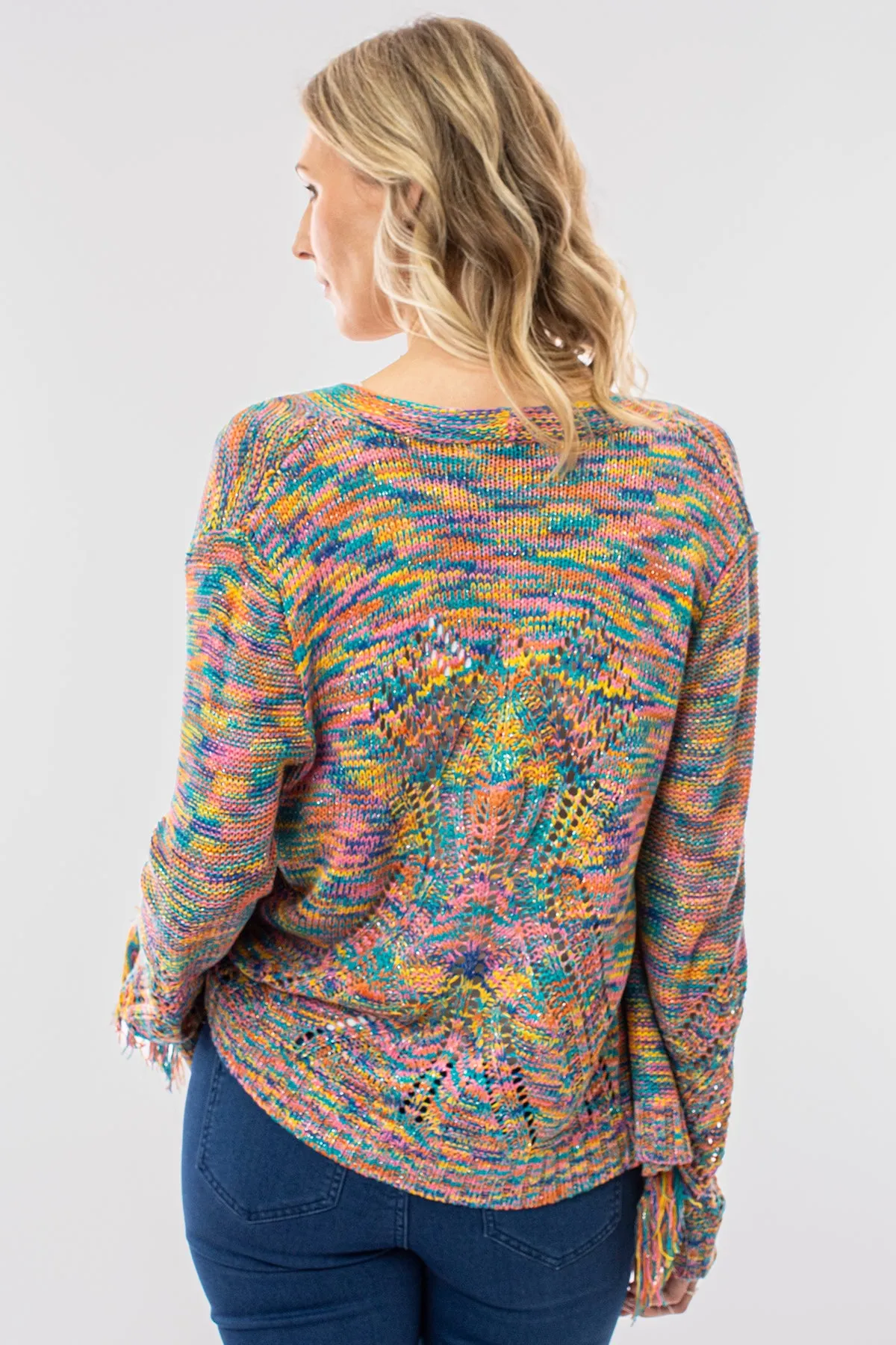 Fringe multicolour cardigan