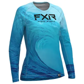 FXR Derby Air UPF Longsleeve T-Shirt Dusty Blue Wave