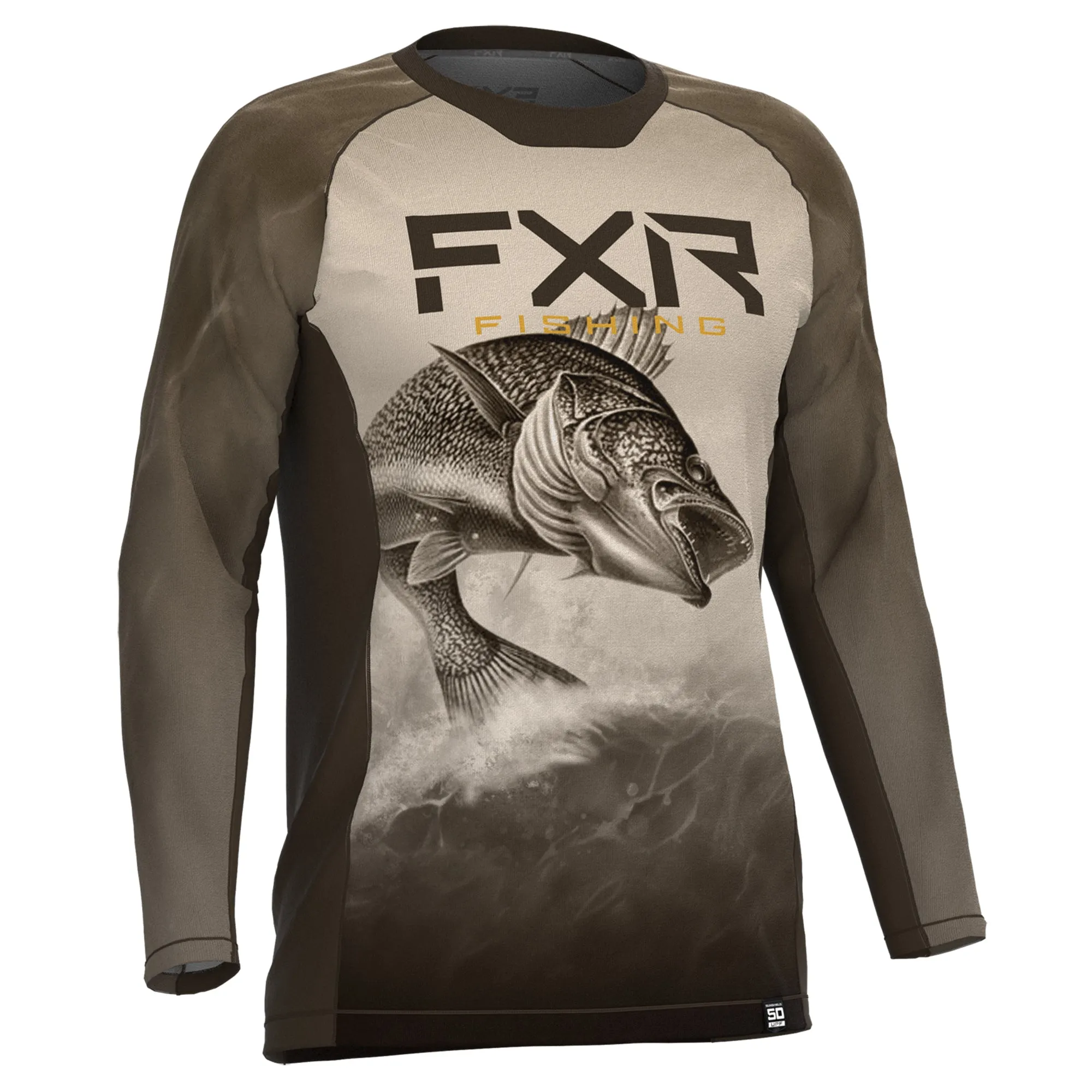 FXR  Mens Big Treble UPF Longsleeve Shirt Bronze Walleye Lightweight Polyester