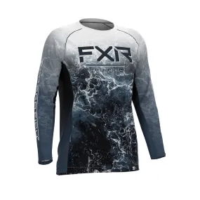 FXR  Mens Derby UPF Longsleeve Shirt Dark Steel Ripple Grey Polyester DWR