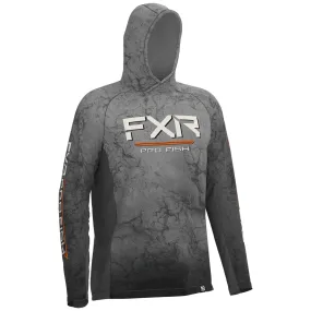 FXR Mens Derby UPF Pullover Hoodie Charcoal Ripple/Orange Grey