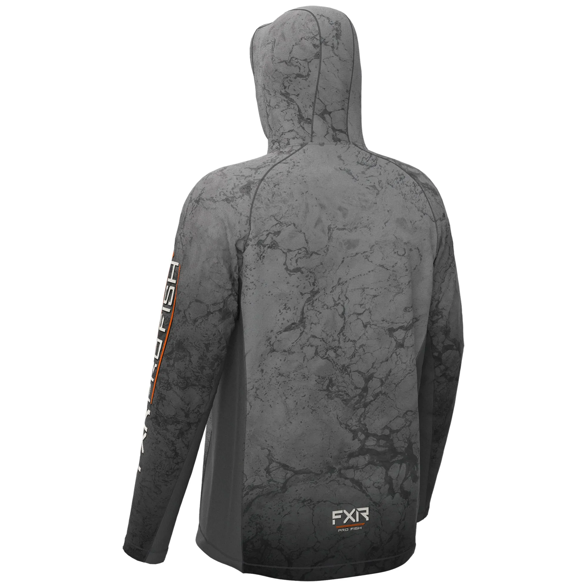 FXR Mens Derby UPF Pullover Hoodie Charcoal Ripple/Orange Grey