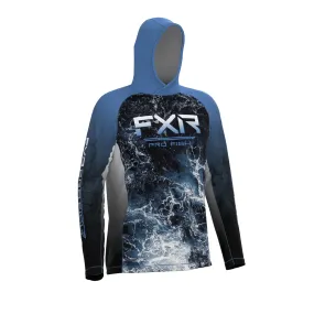 FXR  Mens Derby UPF Pullover Hoodie Dark Steel Ripple Polyester Sunshield