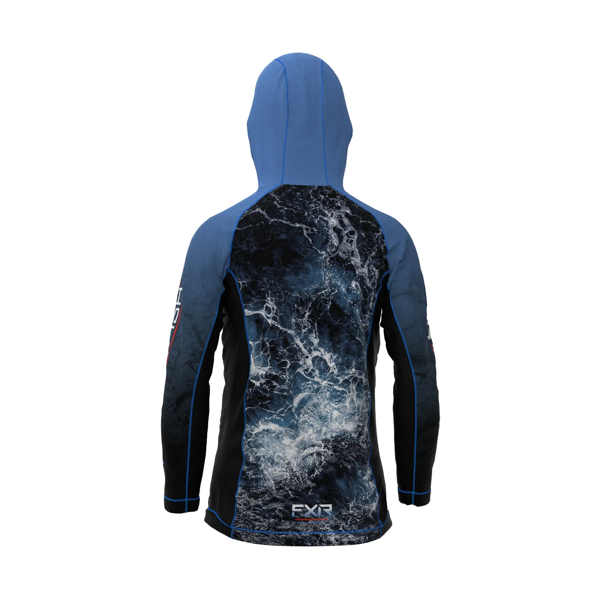 FXR Youth Derby UPF Pullover Hoodie Dark Steel Ripple/Nuke Blue