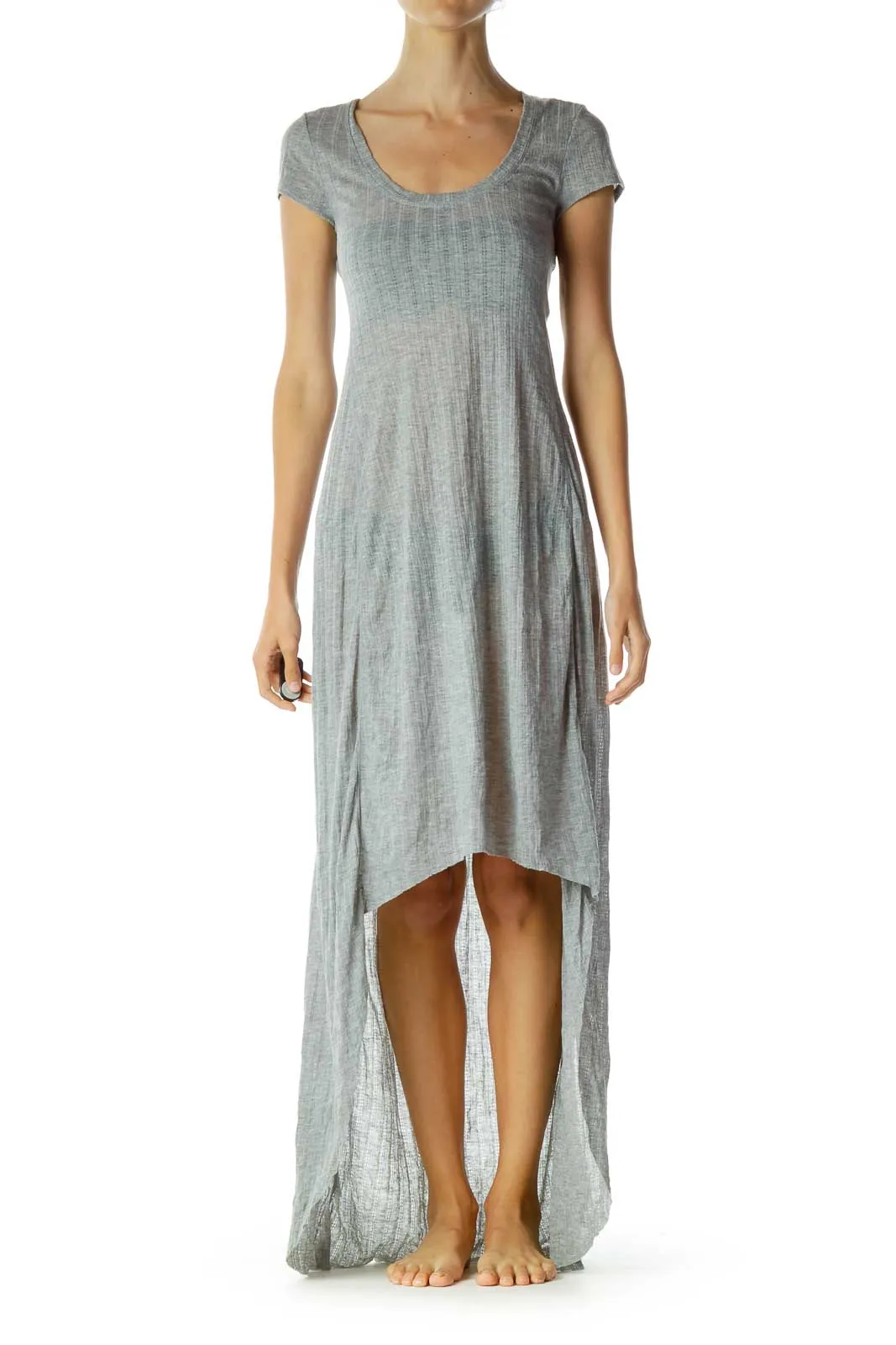 Gray Jersey Knit High-Low Jersey Knit Dress