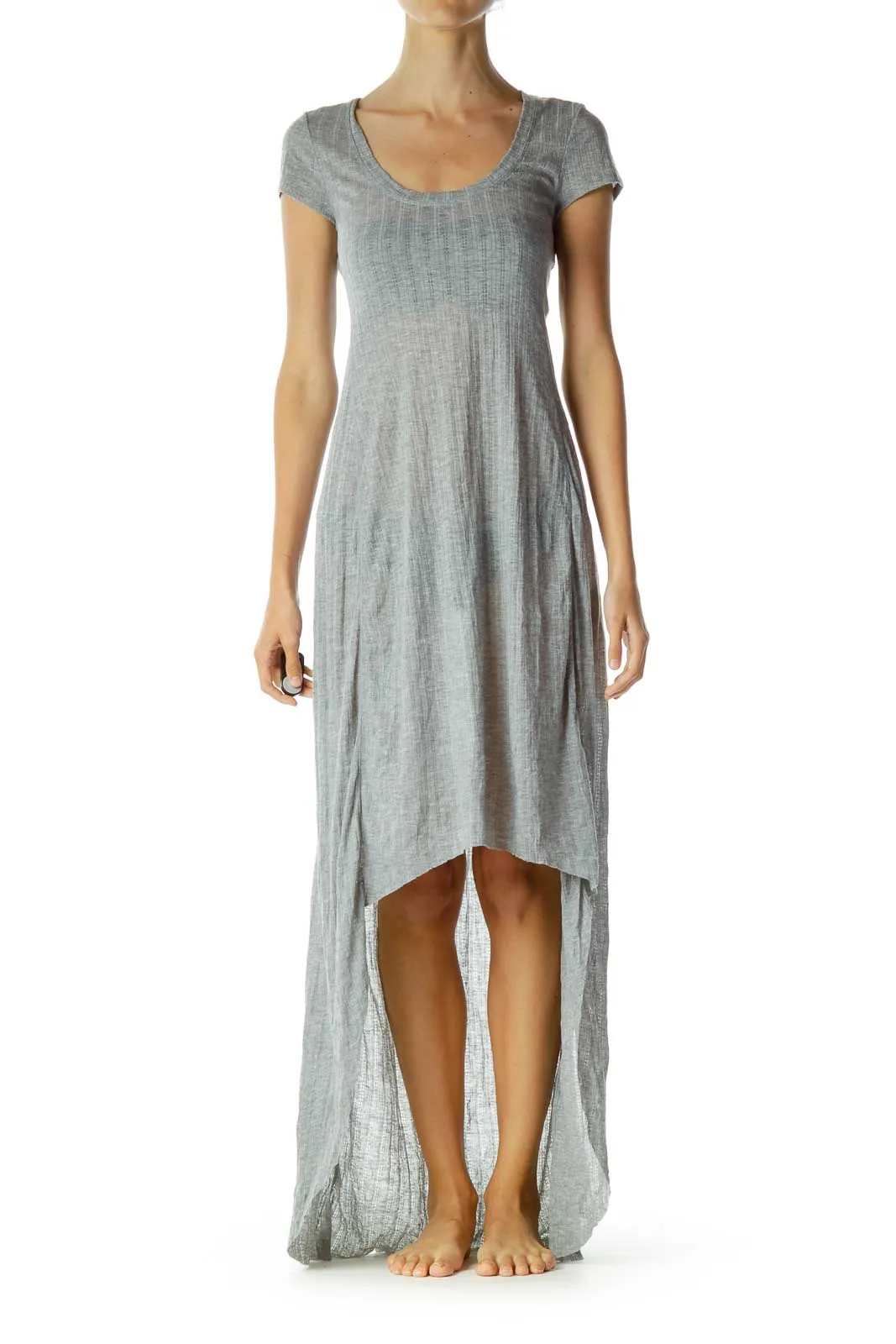 Gray Jersey Knit High-Low Jersey Knit Dress