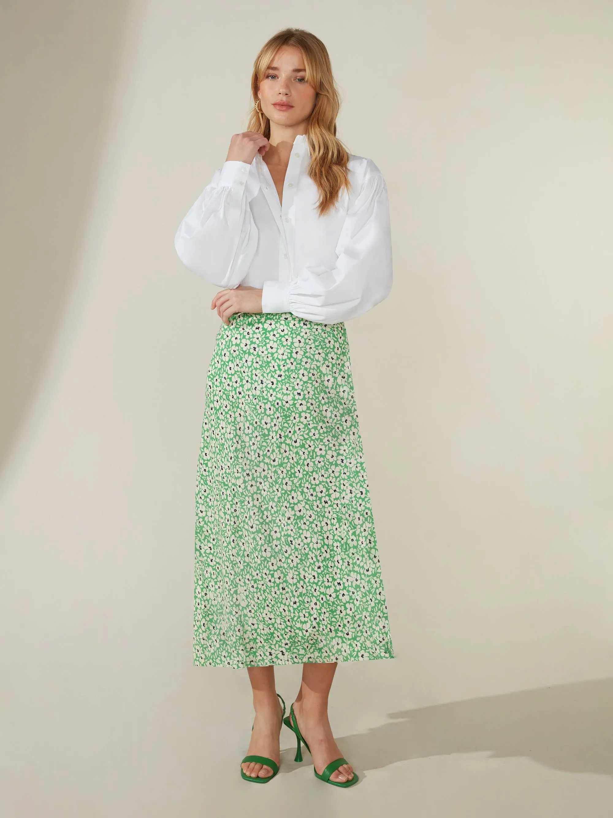 Green Ditsy Print Skirt