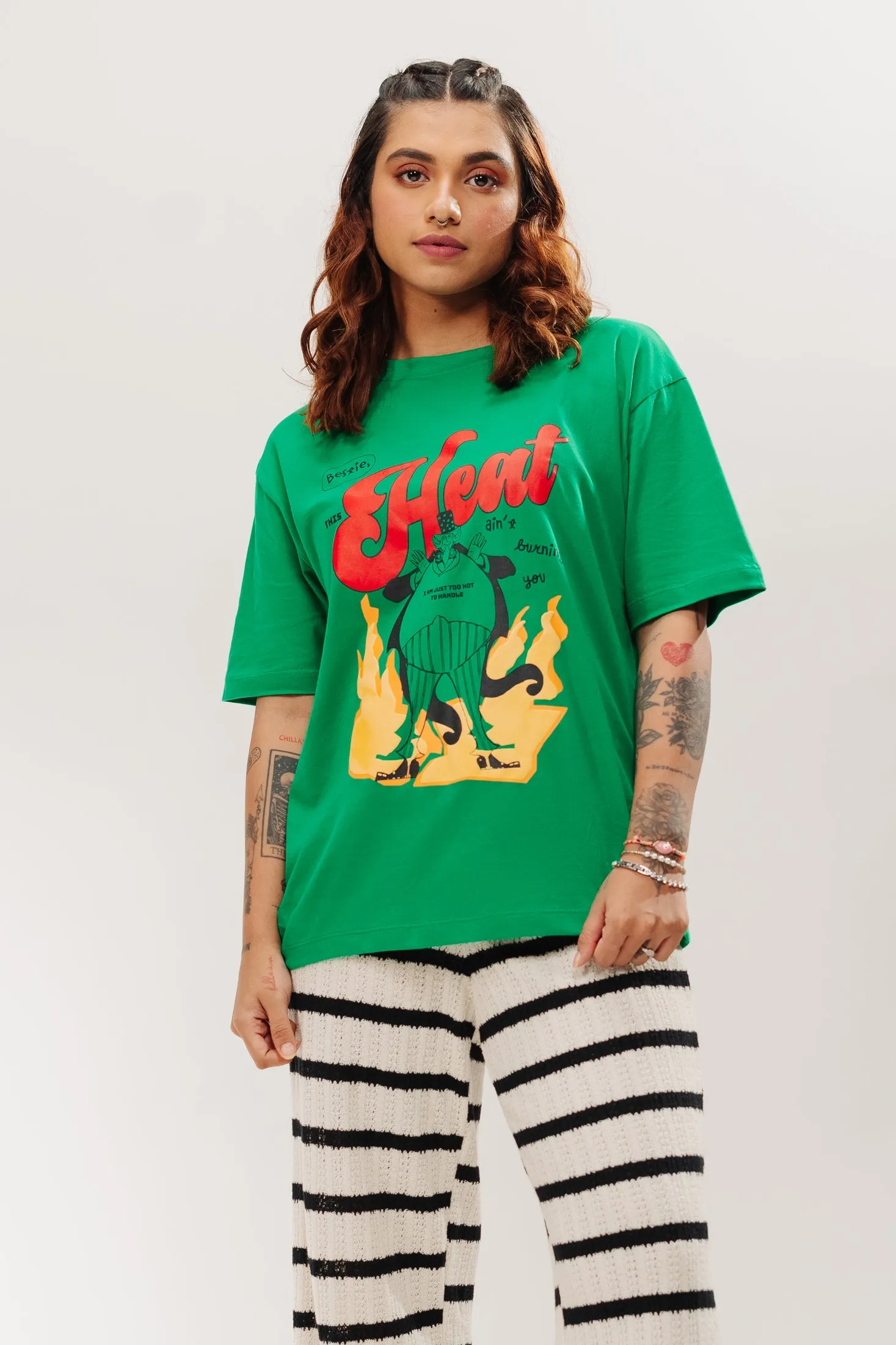 Green Raging Oversized Tees