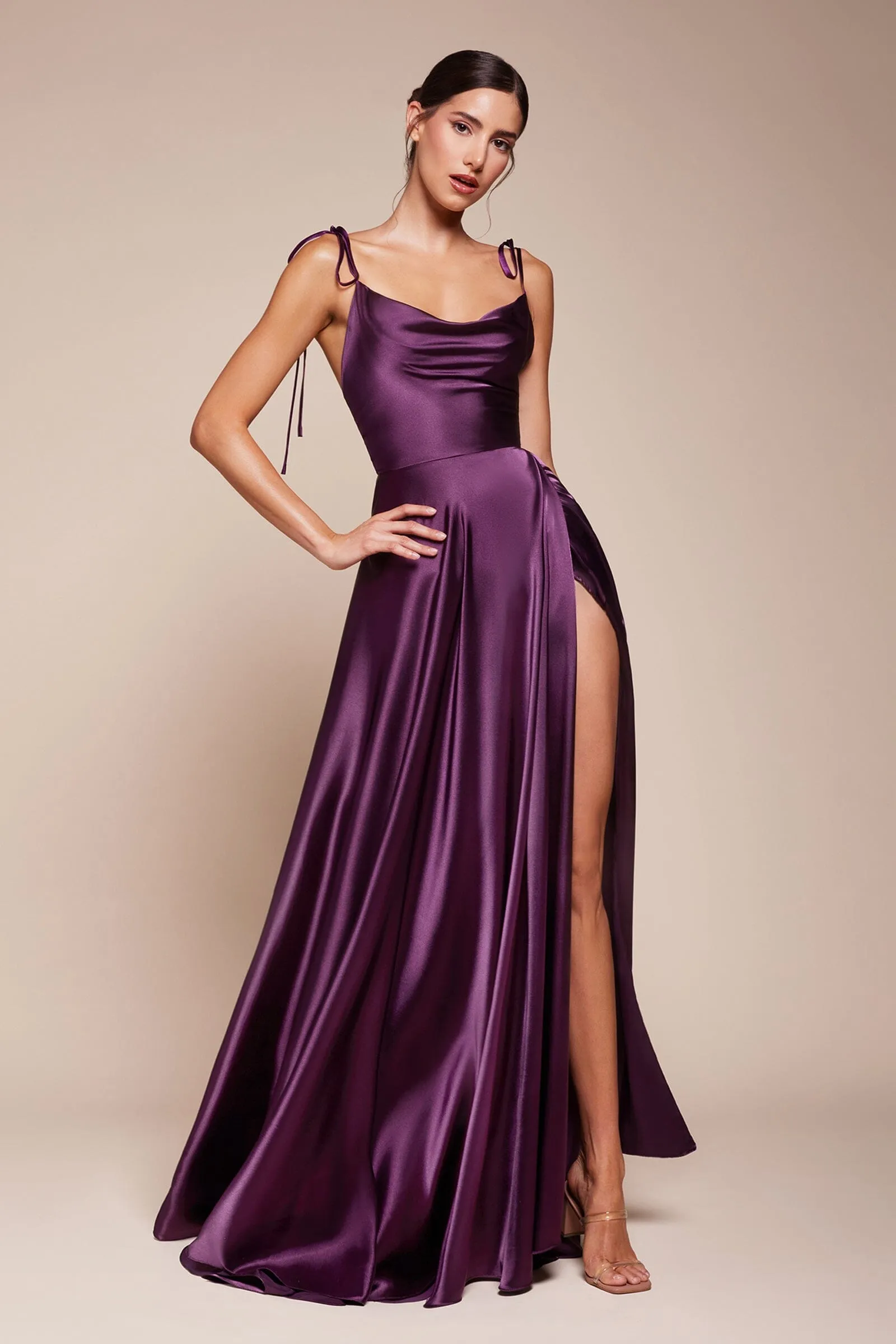 Long Satin A-line Dress by Cinderella Divine BD104