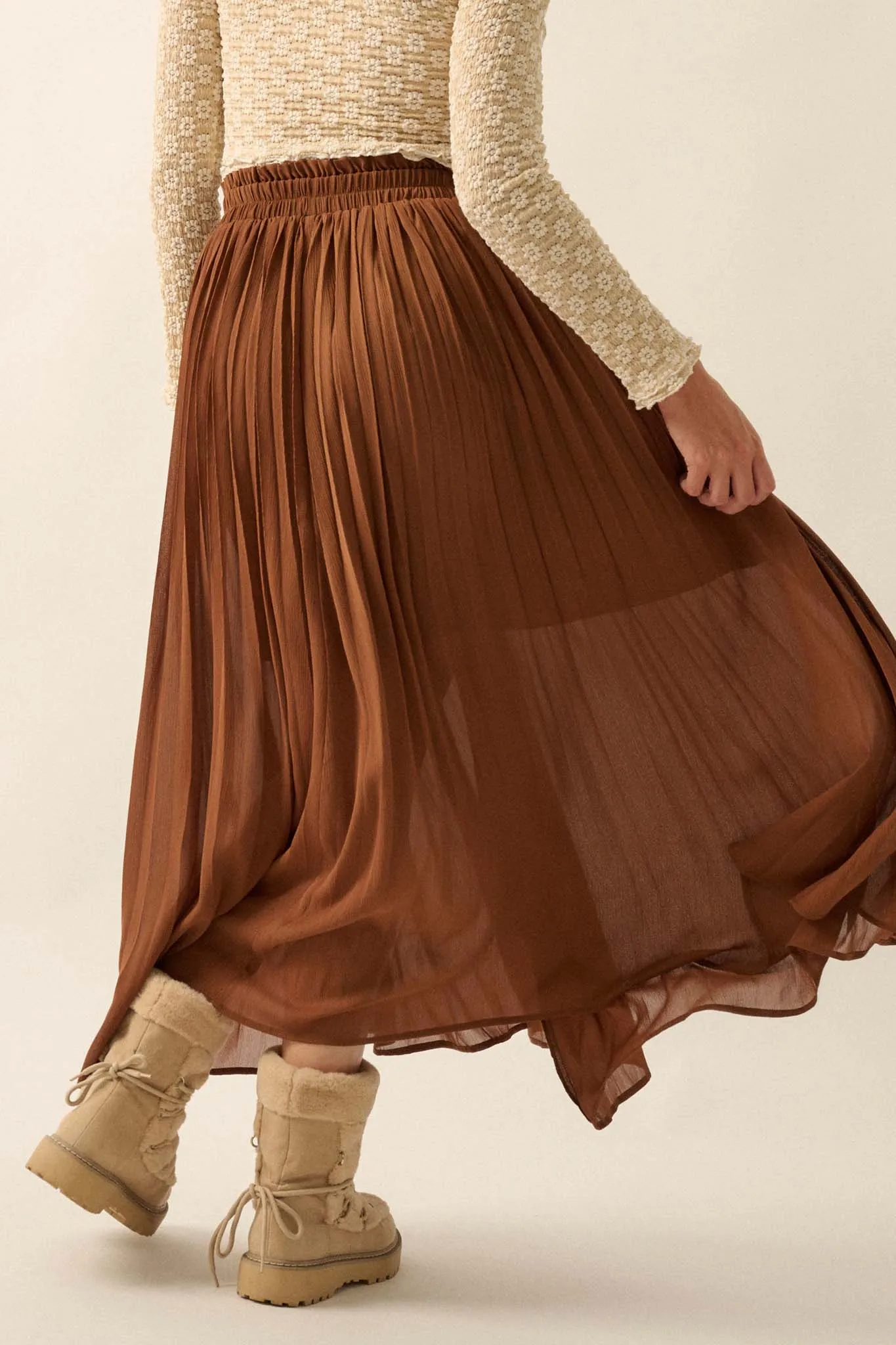 Long Time Coming Accordion Pleated Maxi Skirt