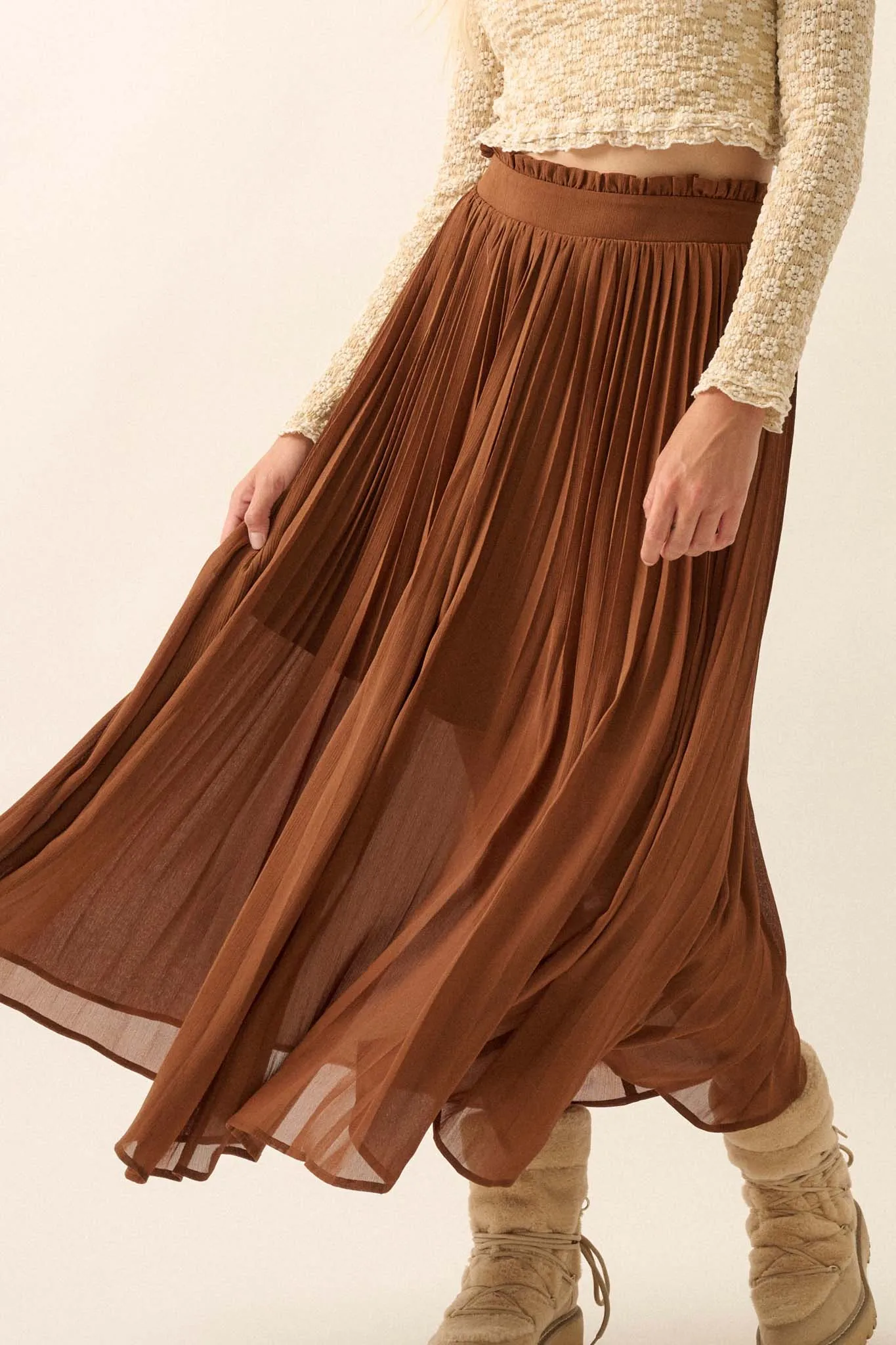 Long Time Coming Accordion Pleated Maxi Skirt