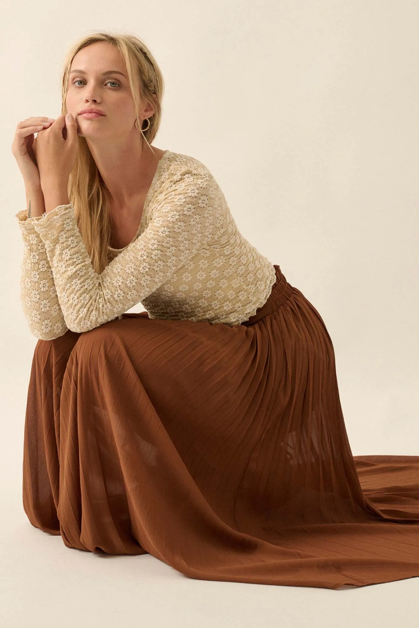 Long Time Coming Accordion Pleated Maxi Skirt