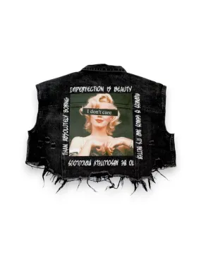 MARILYN DON'T CARE Crop Denim Vest