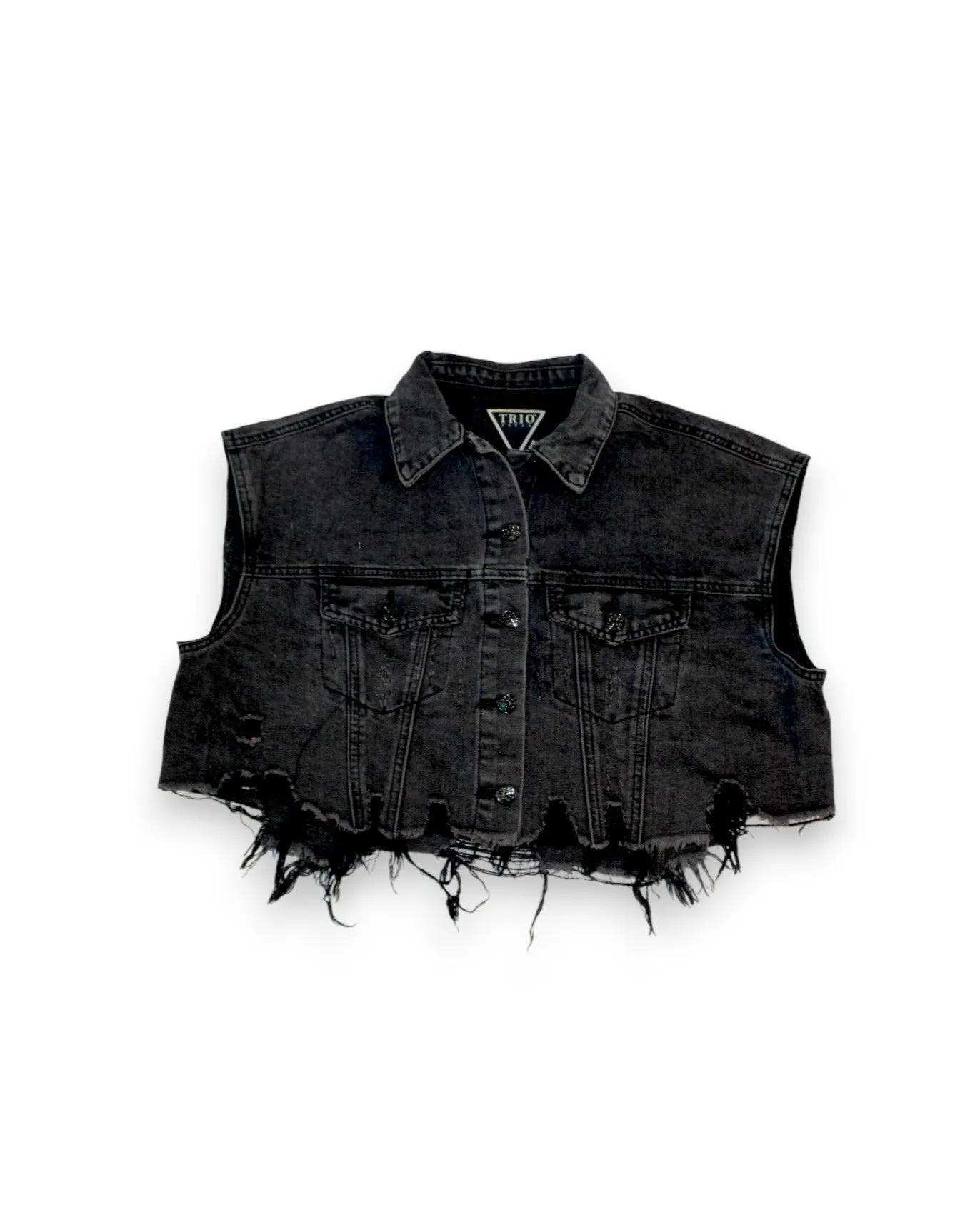 MARILYN DON'T CARE Crop Denim Vest