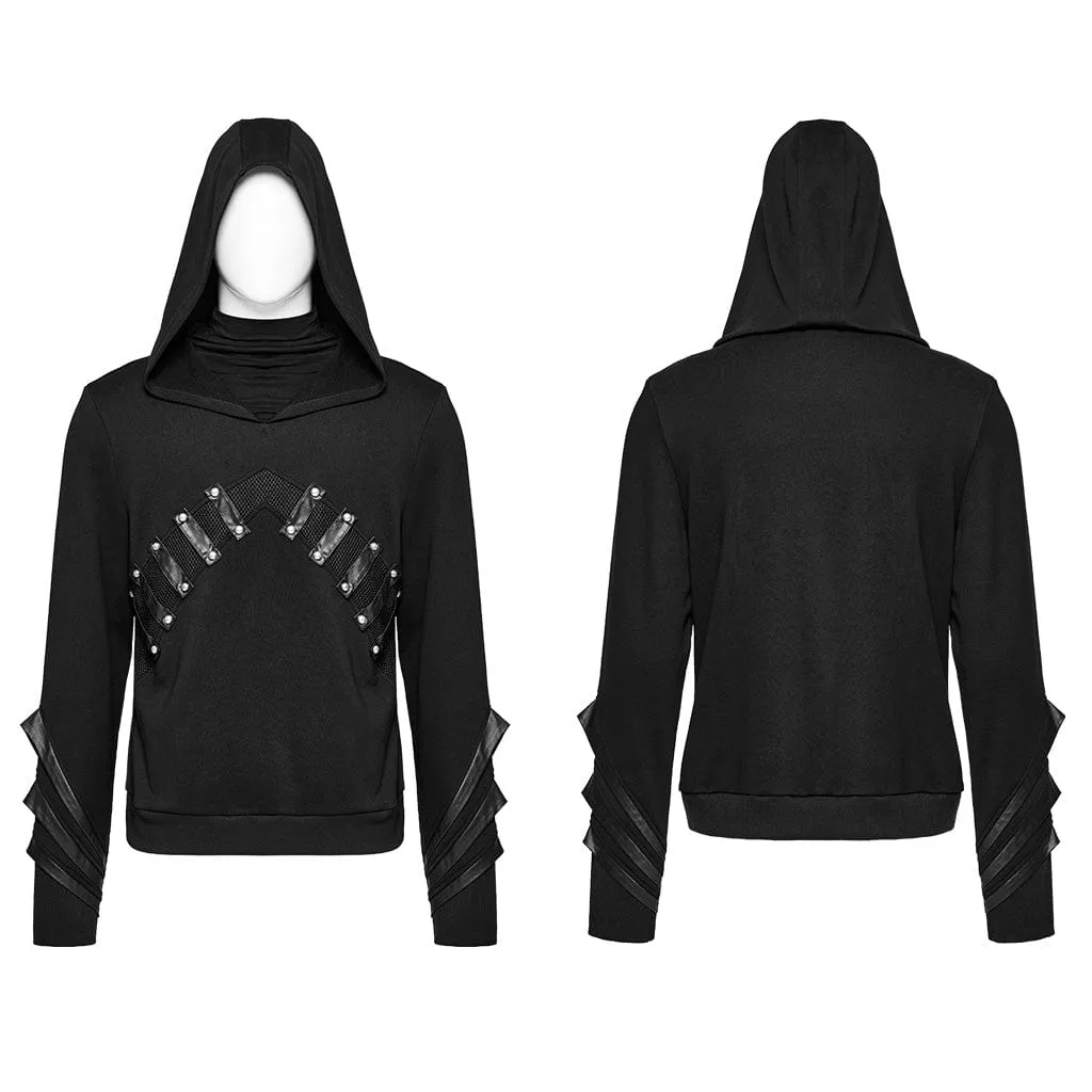 Men's Punk Mesh Splice Layered Hoodies