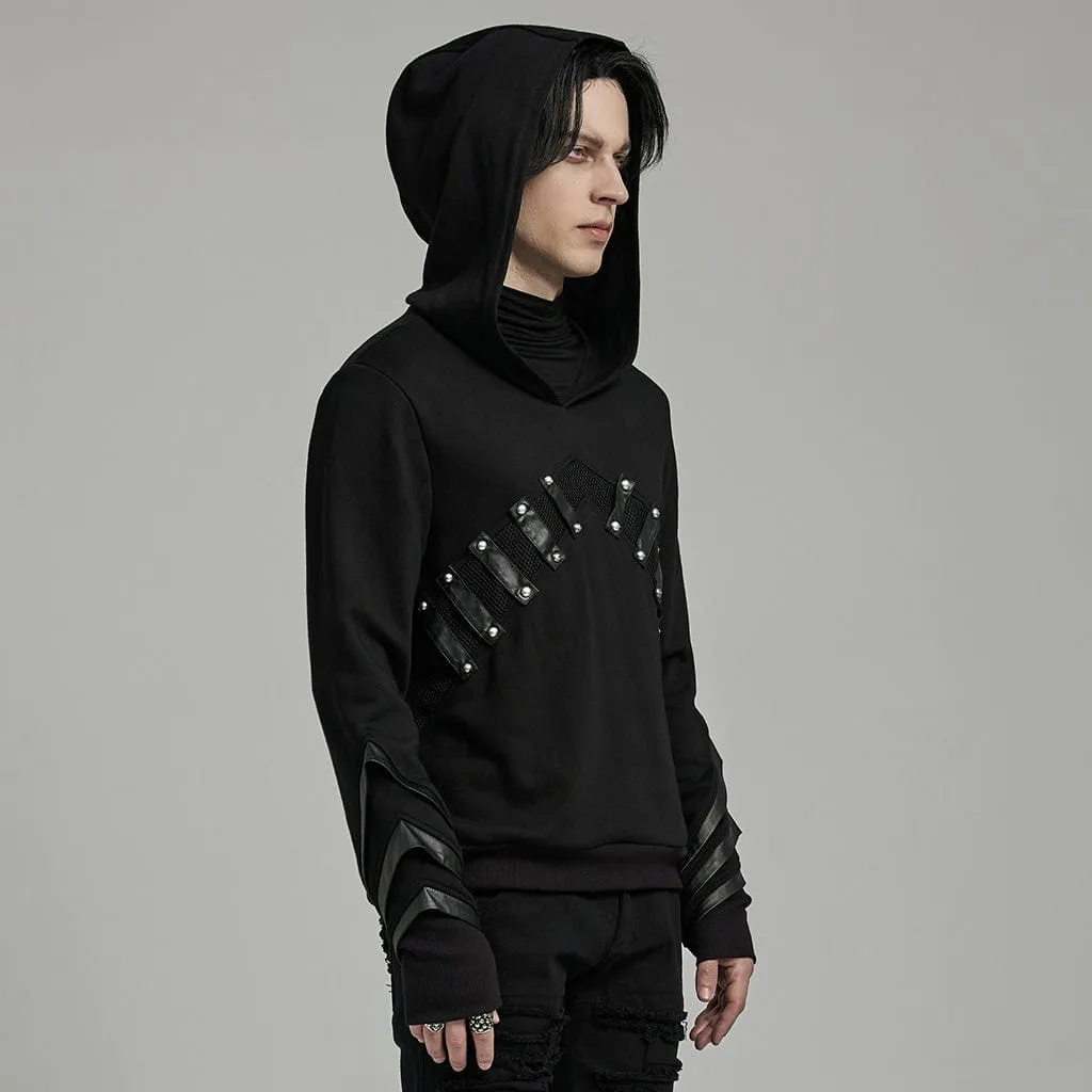 Men's Punk Mesh Splice Layered Hoodies