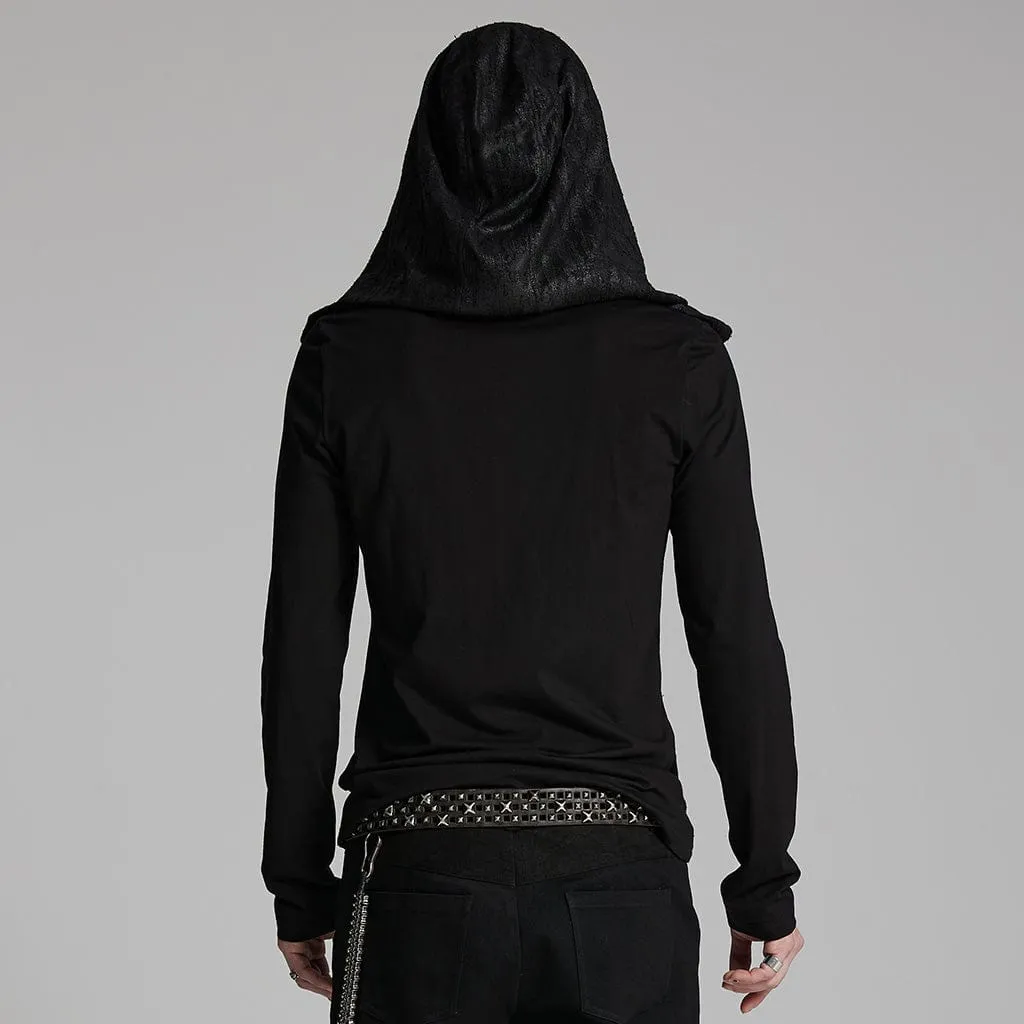 Men's Punk Overlaping Mesh Hoodies