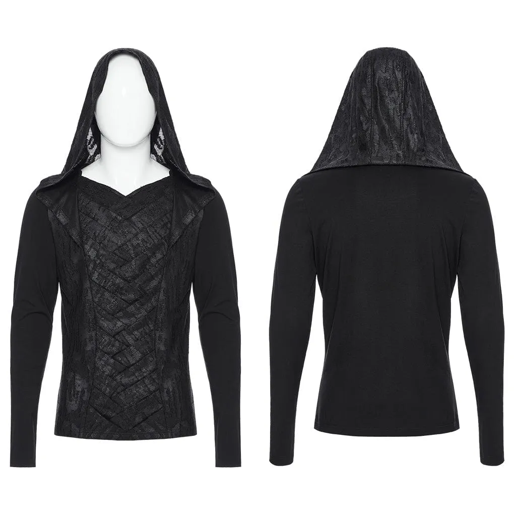 Men's Punk Overlaping Mesh Hoodies