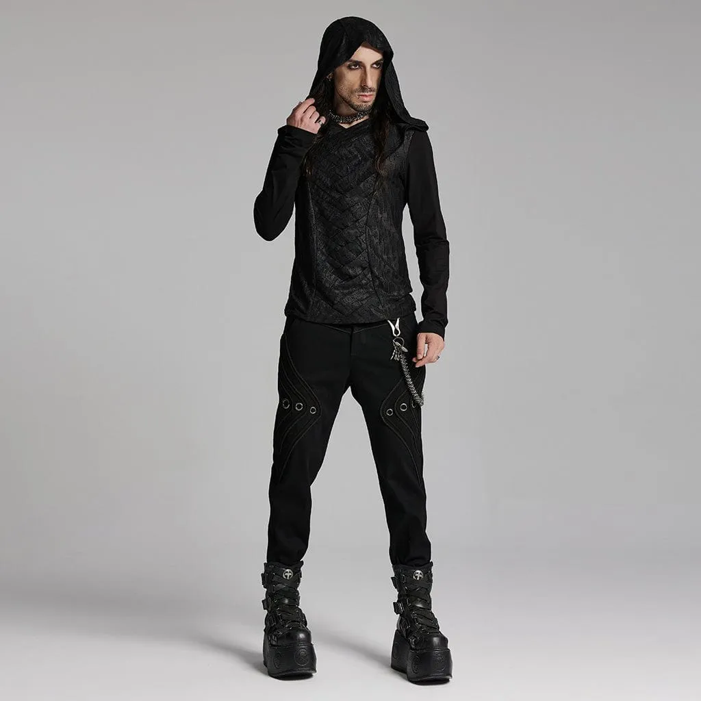 Men's Punk Overlaping Mesh Hoodies