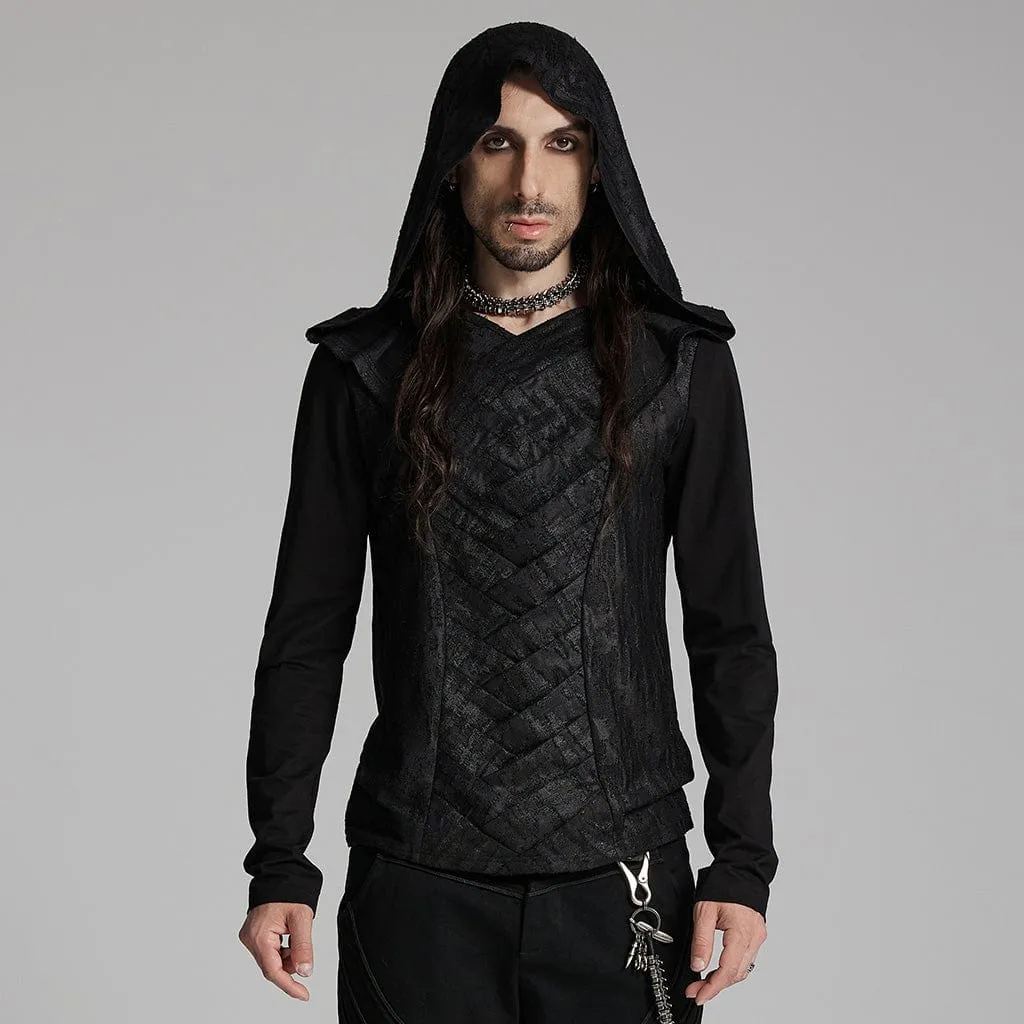 Men's Punk Overlaping Mesh Hoodies