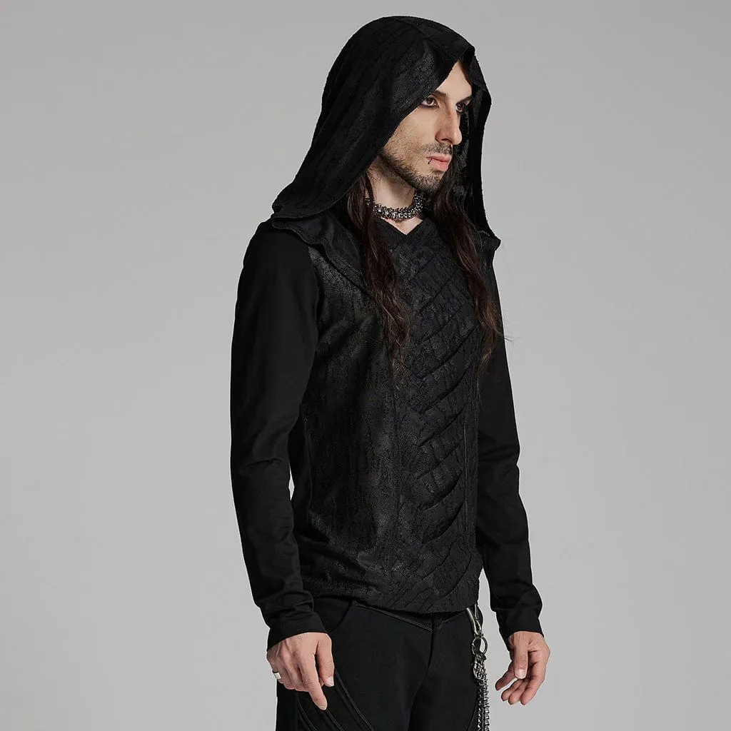 Men's Punk Overlaping Mesh Hoodies