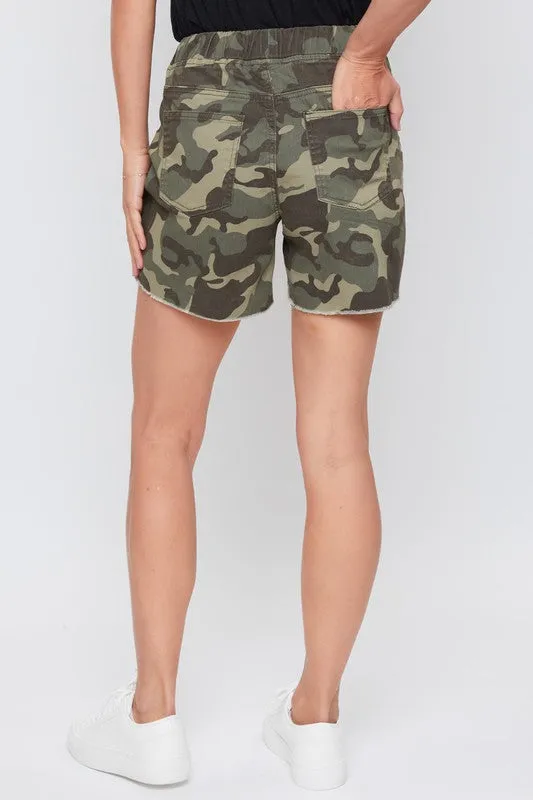 Mid-Rise Elastic Waist Shorts by YMI  Camo