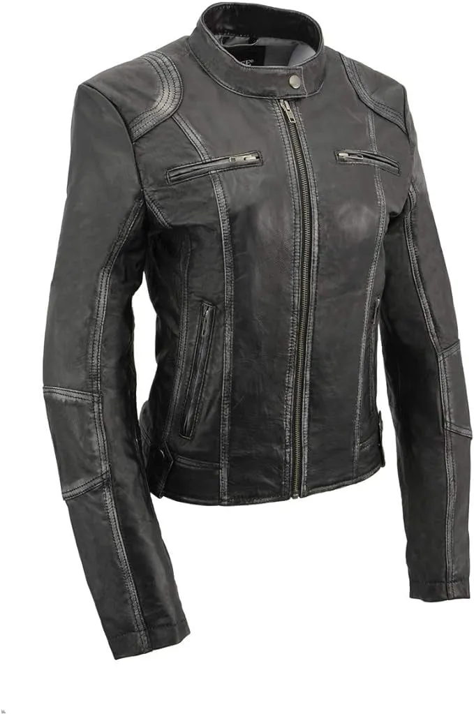 Milwaukee Leather SFL2830 Women's Black Sheepskin Scuba Style Fashion Leather Jacket