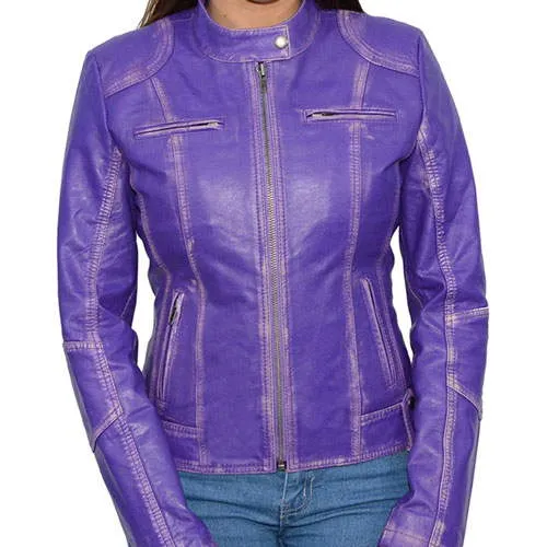 Milwaukee Leather SFL2830 Women's Purple Scuba Style Sheepskin Fashion Leather Jacket