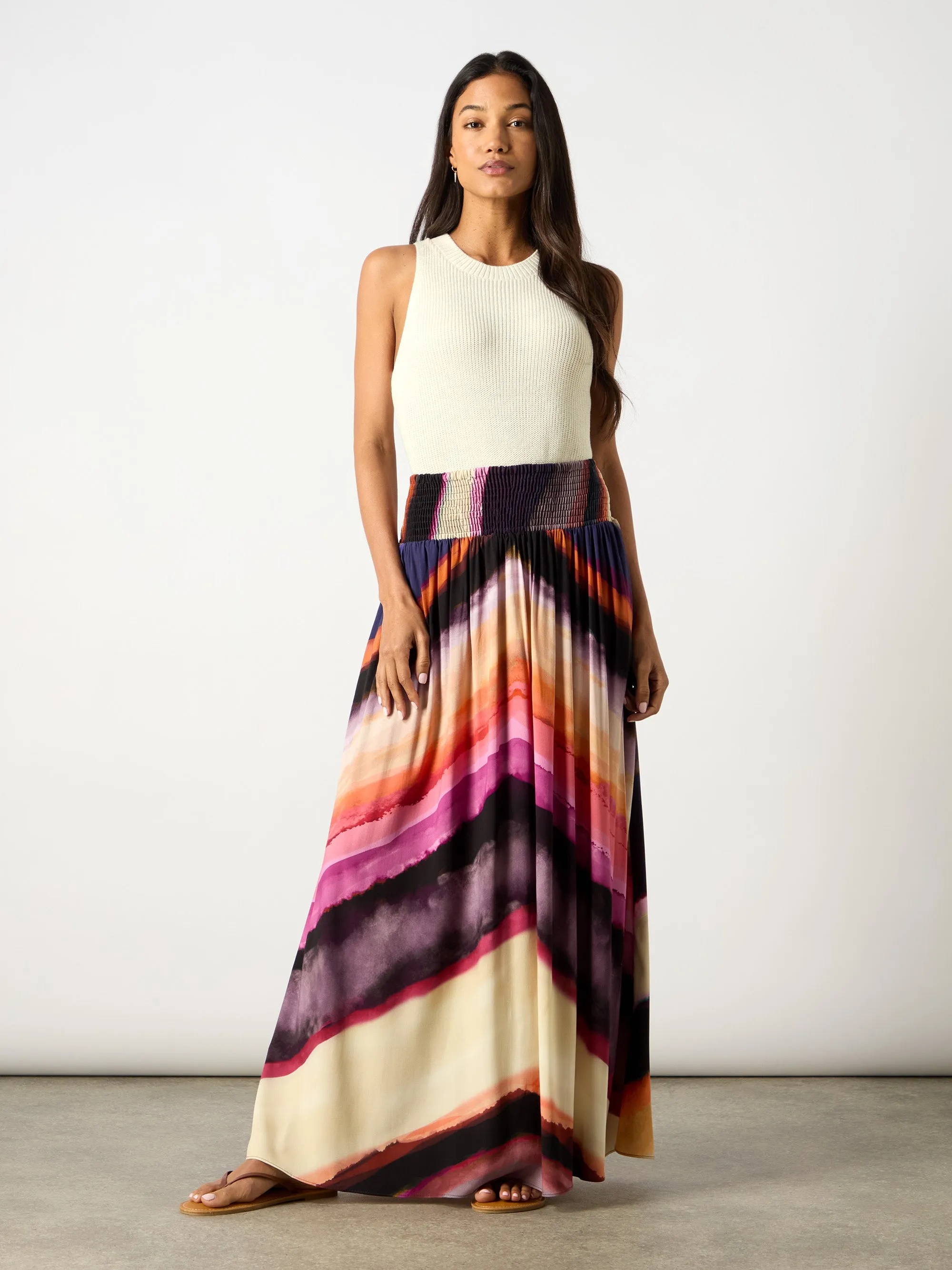 Multi Chevron Stripe Print Skirt