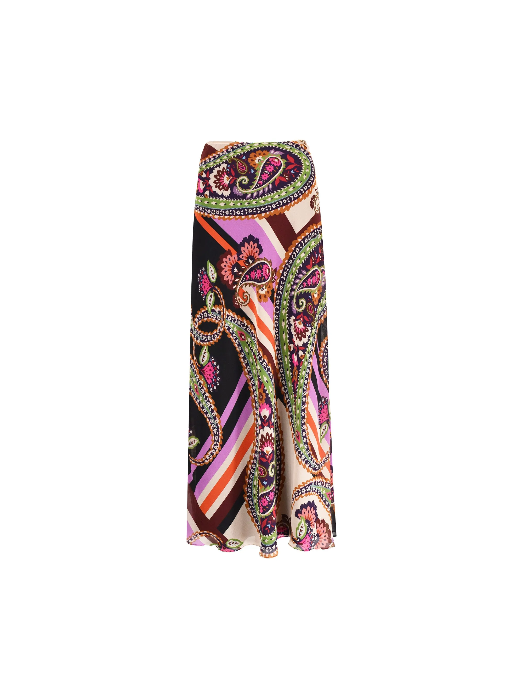 Multi Paisley Print Bias Cut Skirt