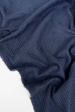 Navy Brushed Waffle Sweater Knit