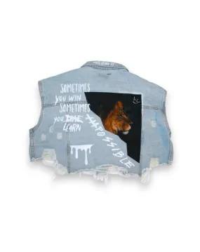 NOTHING IS IMPOSSIBLE Crop Denim Vest