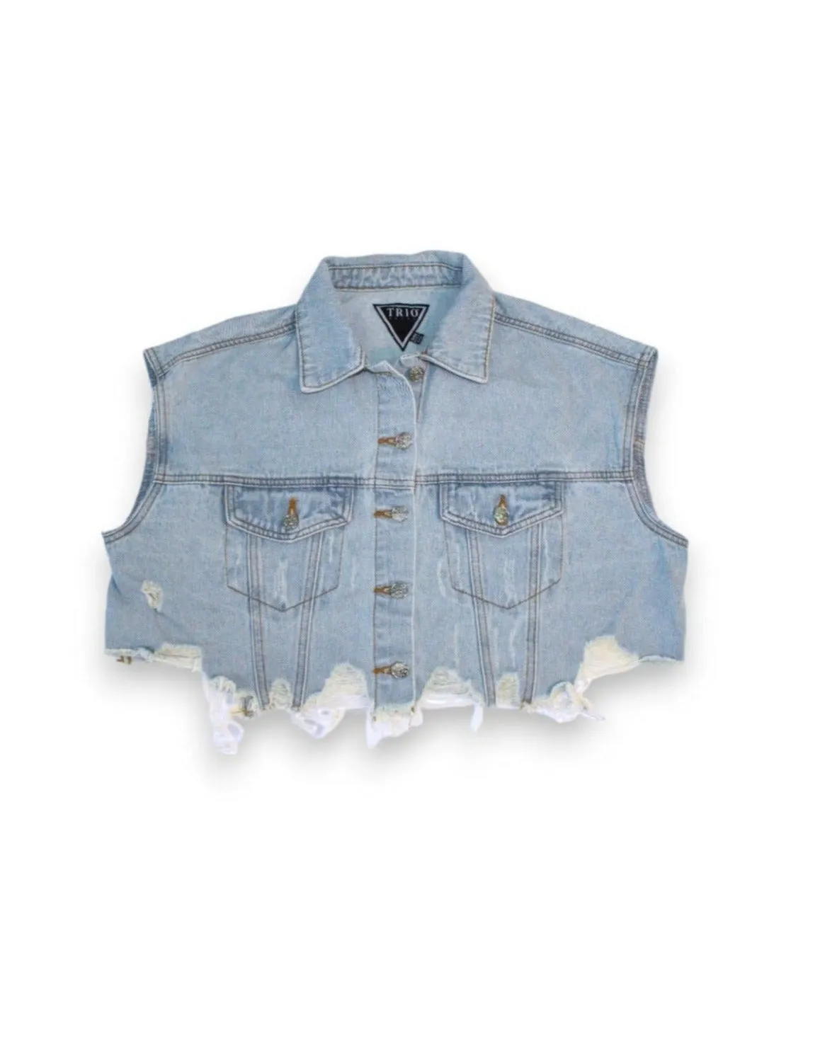 NOTHING IS IMPOSSIBLE Crop Denim Vest