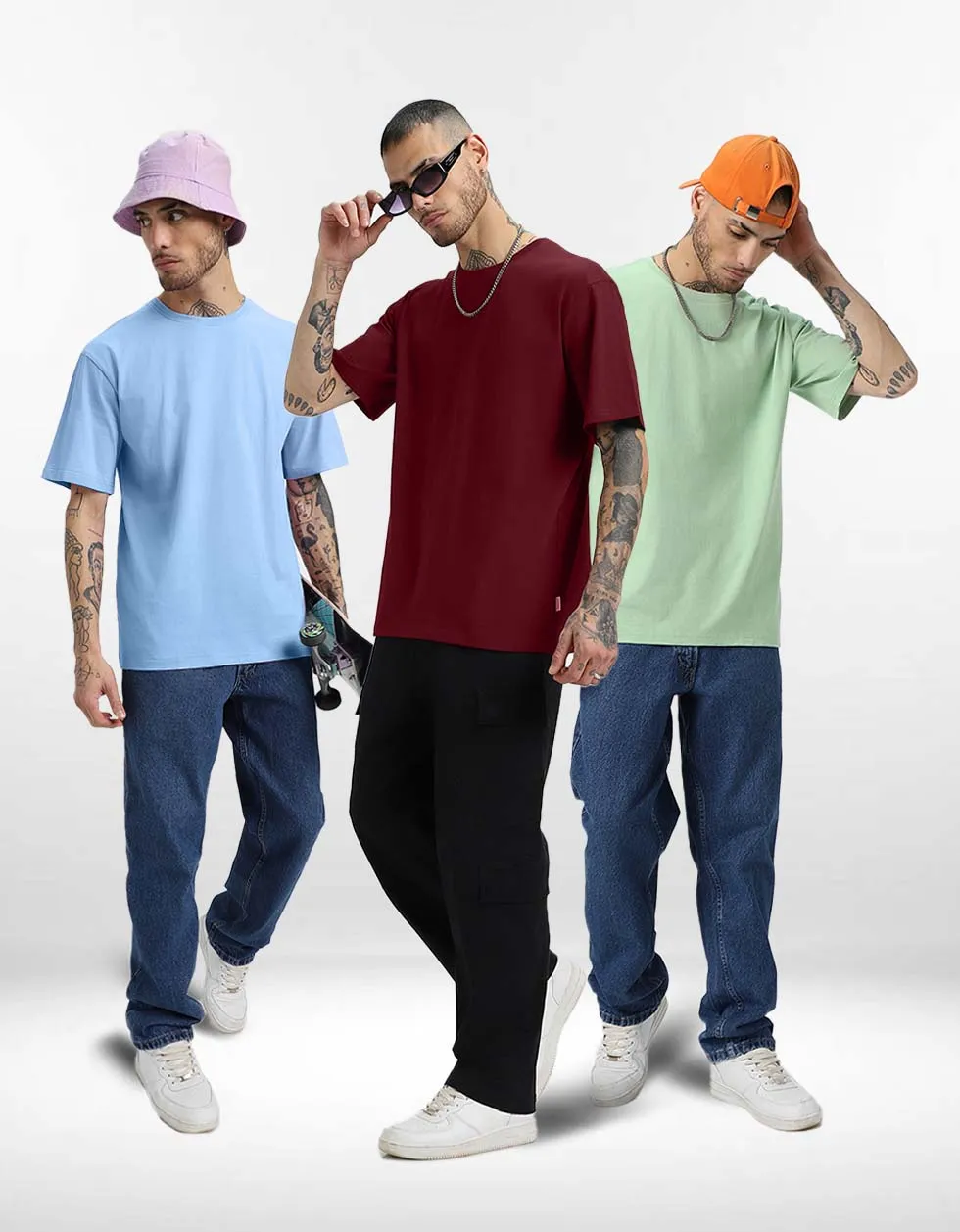 Pack of 3 Oversized Tees: Dutchcanal & Foggreen & Maroon