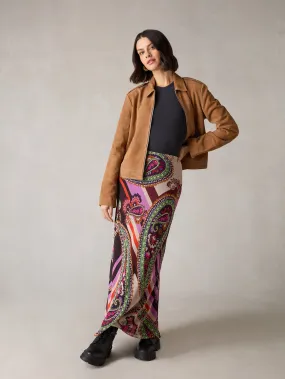 Petite Multi Paisley Print Bias Cut Skirt