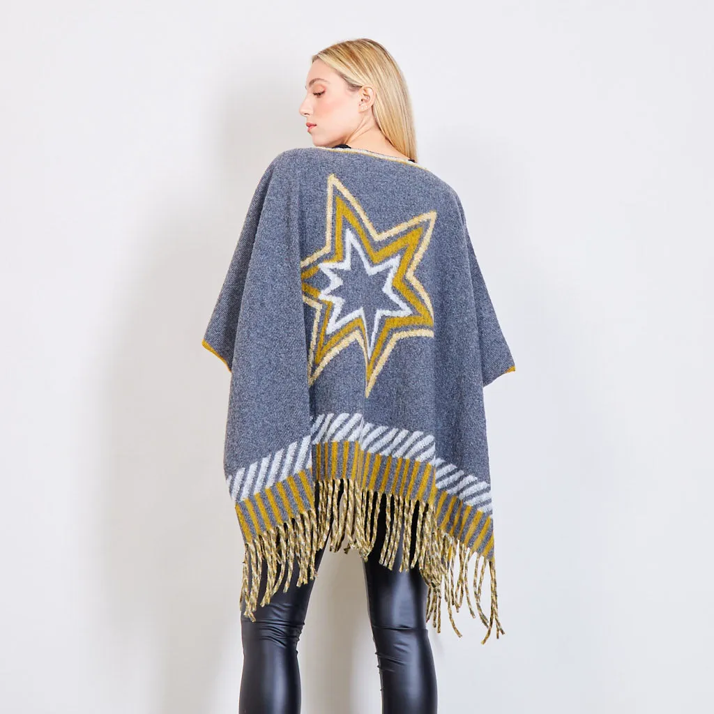 Poncho with star pattern wholesale