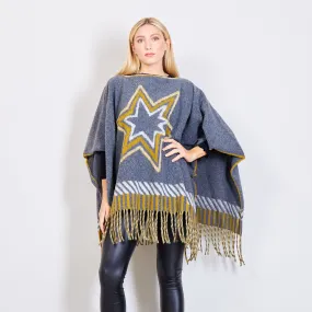 Poncho with star pattern wholesale