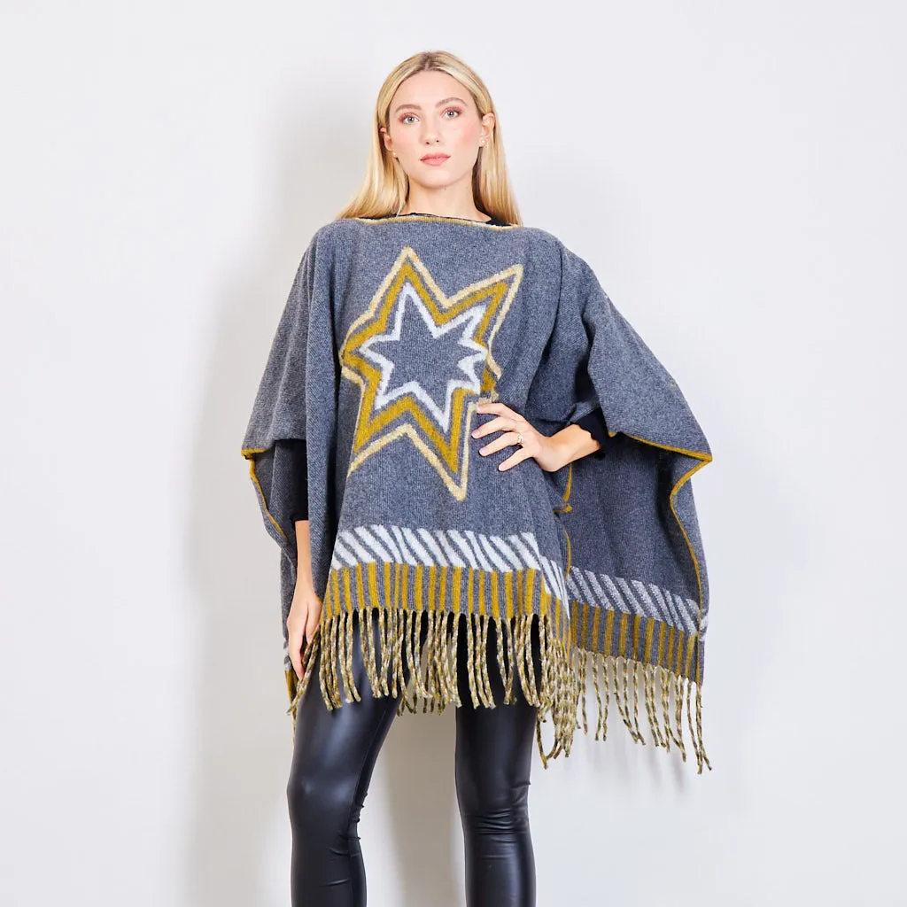 Poncho with star pattern wholesale